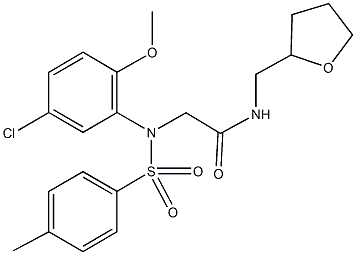 2-{5-chloro-2-methoxy[(4-methylphenyl)sulfonyl]anilino}-N-(tetrahydro-2-furanylmethyl)acetamide Struktur