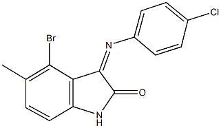 4-bromo-3-[(4-chlorophenyl)imino]-5-methyl-1,3-dihydro-2H-indol-2-one Struktur