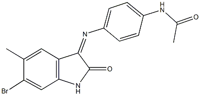 N-{4-[(6-bromo-5-methyl-2-oxo-1,2-dihydro-3H-indol-3-ylidene)amino]phenyl}acetamide Struktur