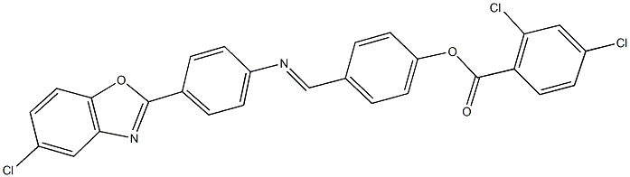 4-({[4-(5-chloro-1,3-benzoxazol-2-yl)phenyl]imino}methyl)phenyl 2,4-dichlorobenzoate Struktur