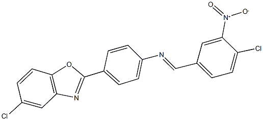 5-chloro-2-[4-({4-chloro-3-nitrobenzylidene}amino)phenyl]-1,3-benzoxazole Struktur