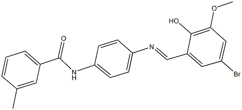 N-{4-[(5-bromo-2-hydroxy-3-methoxybenzylidene)amino]phenyl}-3-methylbenzamide Struktur