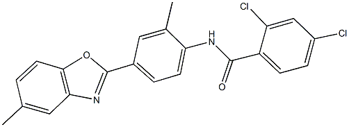 2,4-dichloro-N-[2-methyl-4-(5-methyl-1,3-benzoxazol-2-yl)phenyl]benzamide Struktur