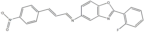 2-(2-fluorophenyl)-5-[(3-{4-nitrophenyl}-2-propenylidene)amino]-1,3-benzoxazole Struktur