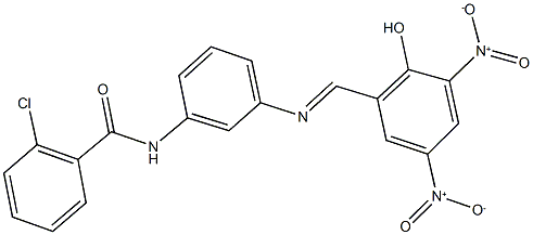 2-chloro-N-[3-({2-hydroxy-3,5-bisnitrobenzylidene}amino)phenyl]benzamide Struktur