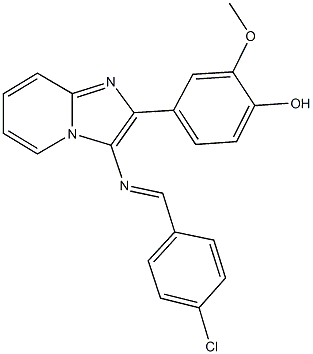 4-{3-[(4-chlorobenzylidene)amino]imidazo[1,2-a]pyridin-2-yl}-2-methoxyphenol Struktur