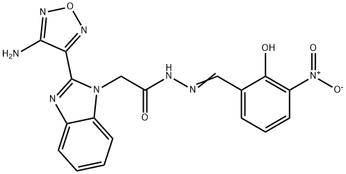 2-[2-(4-amino-1,2,5-oxadiazol-3-yl)-1H-benzimidazol-1-yl]-N'-{2-hydroxy-3-nitrobenzylidene}acetohydrazide Struktur