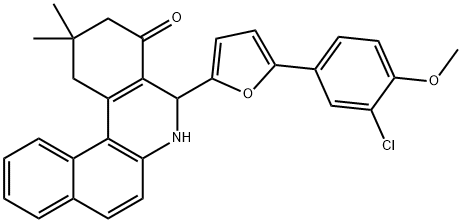 5-[5-(3-chloro-4-methoxyphenyl)-2-furyl]-2,2-dimethyl-2,3,5,6-tetrahydrobenzo[a]phenanthridin-4(1H)-one Struktur