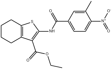 ethyl 2-({4-nitro-3-methylbenzoyl}amino)-4,5,6,7-tetrahydro-1-benzothiophene-3-carboxylate Struktur