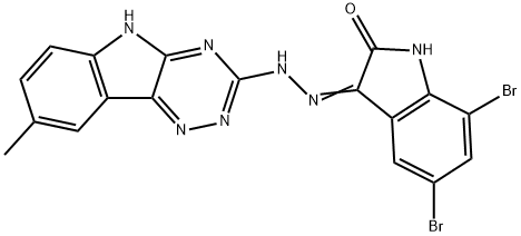 5,7-dibromo-1H-indole-2,3-dione 3-[(8-methyl-5H-[1,2,4]triazino[5,6-b]indol-3-yl)hydrazone] Struktur