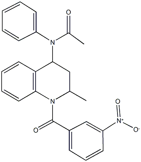 N-(1-{3-nitrobenzoyl}-2-methyl-1,2,3,4-tetrahydroquinolin-4-yl)-N-phenylacetamide Struktur