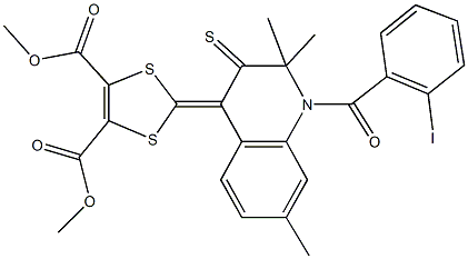 dimethyl 2-(1-(2-iodobenzoyl)-2,2,7-trimethyl-3-thioxo-2,3-dihydro-4(1H)-quinolinylidene)-1,3-dithiole-4,5-dicarboxylate Struktur