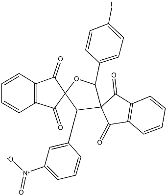 2-(4-iodophenyl)-4-(3-nitrophenyl)-dispiro[1H-indene-2,3'-tetrahydrofuran-5',2''-(1''H)-indene]-1,1'',3,3''(2H,2''H)-tetrone Struktur