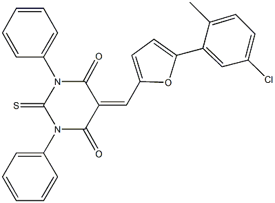 5-{[5-(5-chloro-2-methylphenyl)-2-furyl]methylene}-1,3-diphenyl-2-thioxodihydro-4,6(1H,5H)-pyrimidinedione Struktur