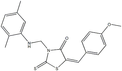 3-[(2,5-dimethylanilino)methyl]-5-(4-methoxybenzylidene)-2-thioxo-1,3-thiazolidin-4-one Struktur