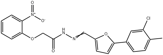 N'-{[5-(3-chloro-4-methylphenyl)-2-furyl]methylene}-2-{2-nitrophenoxy}acetohydrazide Struktur