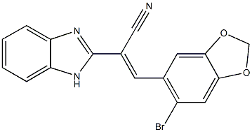 2-(1H-benzimidazol-2-yl)-3-(6-bromo-1,3-benzodioxol-5-yl)acrylonitrile Struktur