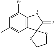 7-bromo-5-methyl-1,3-dihydrospiro[2H-indole-3,2'-[1,3]-dioxolane]-2-one Struktur