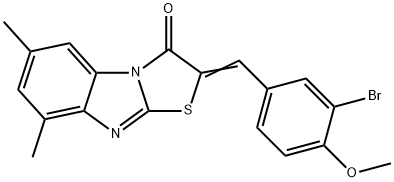 2-(3-bromo-4-methoxybenzylidene)-6,8-dimethyl[1,3]thiazolo[3,2-a]benzimidazol-3(2H)-one Struktur