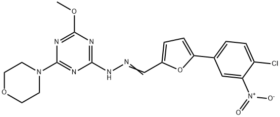 5-{4-chloro-3-nitrophenyl}-2-furaldehyde (4-methoxy-6-morpholin-4-yl-1,3,5-triazin-2-yl)hydrazone Struktur