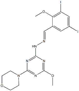 3,5-diiodo-2-(methyloxy)benzaldehyde [4-(methyloxy)-6-morpholin-4-yl-1,3,5-triazin-2-yl]hydrazone Struktur