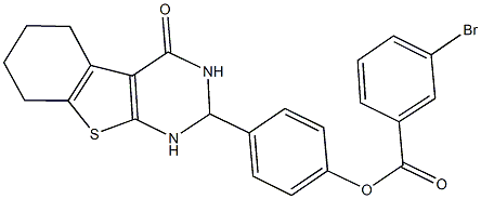 4-(4-oxo-1,2,3,4,5,6,7,8-octahydro[1]benzothieno[2,3-d]pyrimidin-2-yl)phenyl 3-bromobenzoate Struktur