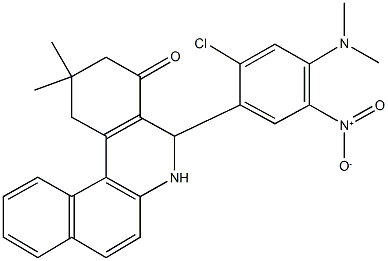 5-{2-chloro-4-(dimethylamino)-5-nitrophenyl}-2,2-dimethyl-2,3,5,6-tetrahydrobenzo[a]phenanthridin-4(1H)-one Struktur