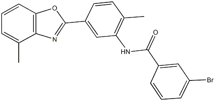 3-bromo-N-[2-methyl-5-(4-methyl-1,3-benzoxazol-2-yl)phenyl]benzamide Struktur