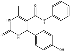 4-(4-hydroxyphenyl)-6-methyl-N-phenyl-2-thioxo-1,2,3,4-tetrahydro-5-pyrimidinecarboxamide Struktur