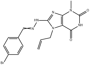 4-bromobenzaldehyde (3-methyl-2,6-dioxo-7-prop-2-enyl-2,3,6,7-tetrahydro-1H-purin-8-yl)hydrazone Struktur