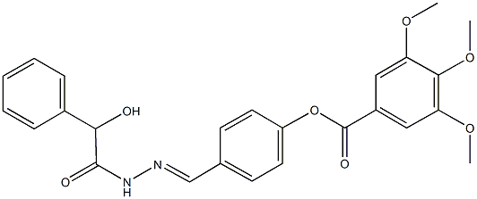 4-{2-[hydroxy(phenyl)acetyl]carbohydrazonoyl}phenyl 3,4,5-trimethoxybenzoate Struktur