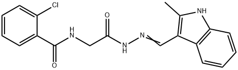 2-chloro-N-(2-{2-[(2-methyl-1H-indol-3-yl)methylene]hydrazino}-2-oxoethyl)benzamide Struktur