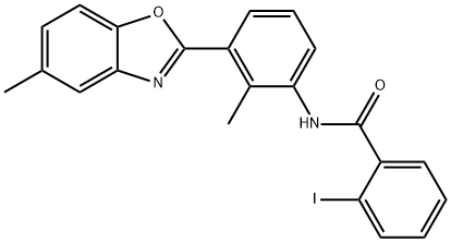 2-iodo-N-[2-methyl-3-(5-methyl-1,3-benzoxazol-2-yl)phenyl]benzamide Struktur