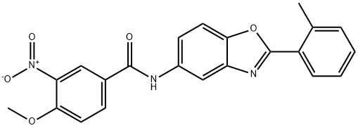 3-nitro-4-methoxy-N-[2-(2-methylphenyl)-1,3-benzoxazol-5-yl]benzamide Struktur