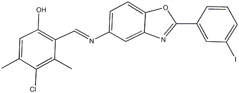 4-chloro-2-({[2-(3-iodophenyl)-1,3-benzoxazol-5-yl]imino}methyl)-3,5-dimethylphenol Struktur