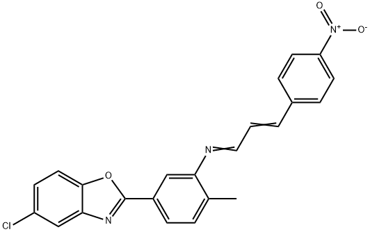 5-chloro-2-{3-[(3-{4-nitrophenyl}-2-propenylidene)amino]-4-methylphenyl}-1,3-benzoxazole Struktur