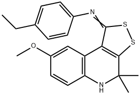 N-(4-ethylphenyl)-N-(8-methoxy-4,4-dimethyl-4,5-dihydro-1H-[1,2]dithiolo[3,4-c]quinolin-1-ylidene)amine Struktur