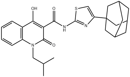 N-[4-(1-adamantyl)-1,3-thiazol-2-yl]-4-hydroxy-1-isobutyl-2-oxo-1,2-dihydro-3-quinolinecarboxamide Struktur