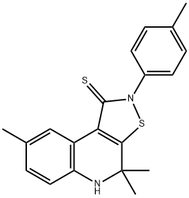 4,4,8-trimethyl-2-(4-methylphenyl)-4,5-dihydroisothiazolo[5,4-c]quinoline-1(2H)-thione Struktur