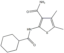 2-[(cyclohexylcarbonyl)amino]-4,5-dimethyl-3-thiophenecarboxamide Struktur