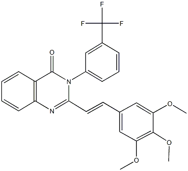 3-[3-(trifluoromethyl)phenyl]-2-[2-(3,4,5-trimethoxyphenyl)vinyl]-4(3H)-quinazolinone Struktur