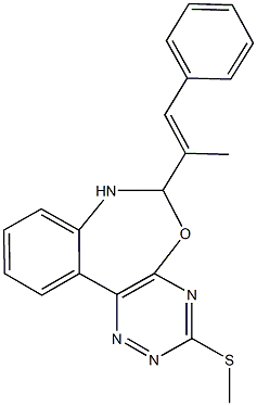 6-(1-methyl-2-phenylvinyl)-3-(methylsulfanyl)-6,7-dihydro[1,2,4]triazino[5,6-d][3,1]benzoxazepine Struktur