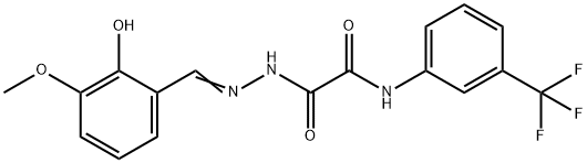 2-[2-(2-hydroxy-3-methoxybenzylidene)hydrazino]-2-oxo-N-[3-(trifluoromethyl)phenyl]acetamide Struktur