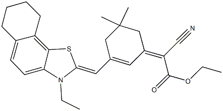 ethyl cyano{3-[(3-ethyl-6,7,8,9-tetrahydronaphtho[2,1-d][1,3]thiazol-2(3H)-ylidene)methyl]-5,5-dimethyl-2-cyclohexen-1-ylidene}acetate Struktur