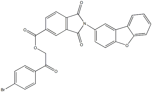 2-(4-bromophenyl)-2-oxoethyl 2-dibenzo[b,d]furan-2-yl-1,3-dioxo-5-isoindolinecarboxylate Struktur