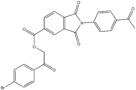 2-(4-bromophenyl)-2-oxoethyl 2-(4-acetylphenyl)-1,3-dioxo-5-isoindolinecarboxylate Struktur