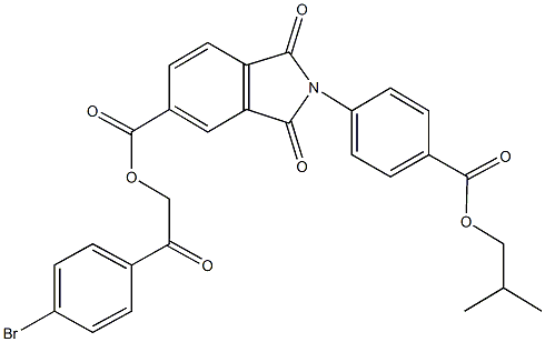 2-(4-bromophenyl)-2-oxoethyl 2-[4-(isobutoxycarbonyl)phenyl]-1,3-dioxoisoindoline-5-carboxylate Struktur