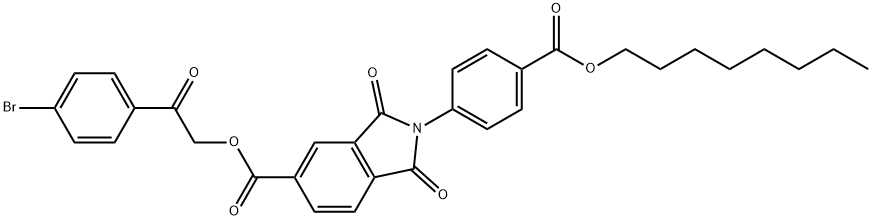 2-(4-bromophenyl)-2-oxoethyl 2-{4-[(octyloxy)carbonyl]phenyl}-1,3-dioxoisoindoline-5-carboxylate Struktur