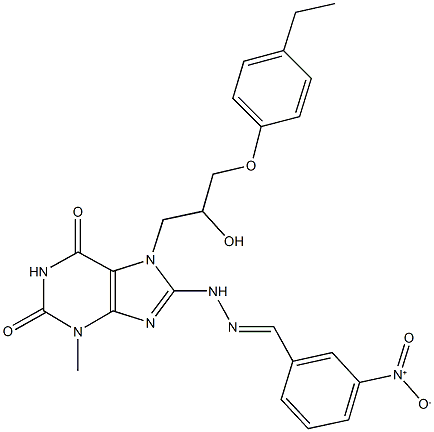 3-nitrobenzaldehyde {7-[3-(4-ethylphenoxy)-2-hydroxypropyl]-3-methyl-2,6-dioxo-2,3,6,7-tetrahydro-1H-purin-8-yl}hydrazone Struktur