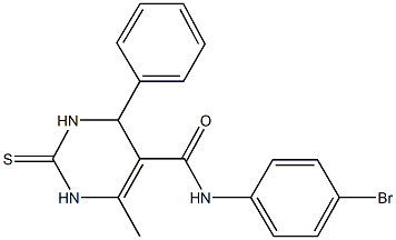 N-(4-bromophenyl)-6-methyl-4-phenyl-2-thioxo-1,2,3,4-tetrahydropyrimidine-5-carboxamide Struktur